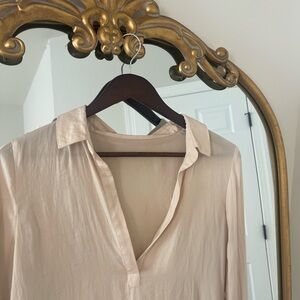 Vintage Elegant Cream Satin Blouse